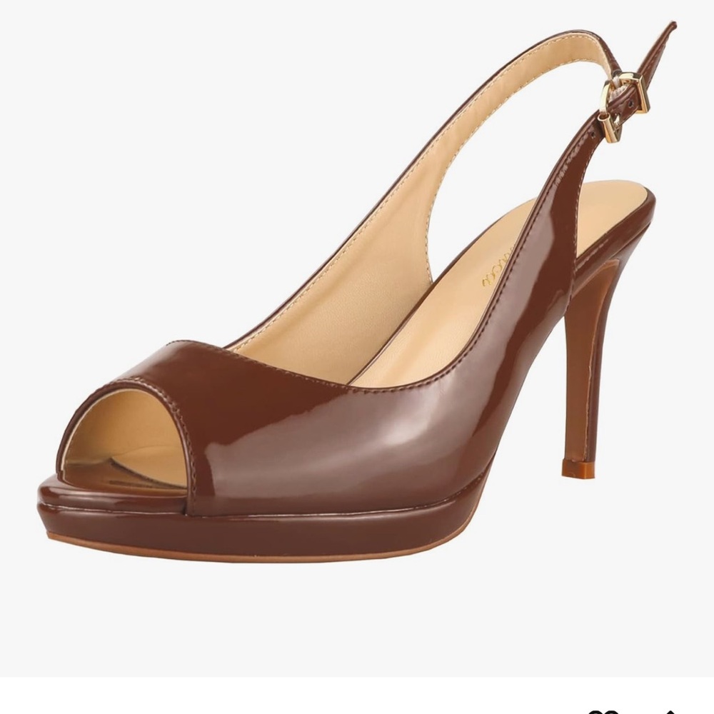 Patent Leather Comfort Platform High Heel Slingback Sandals Peep Toe Stiletto